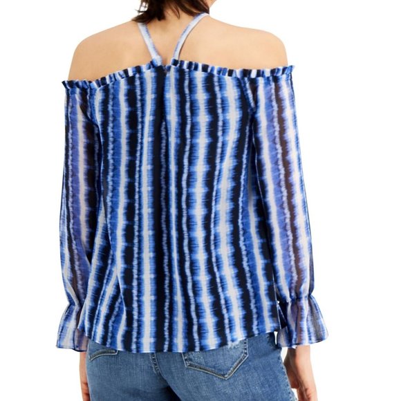 INC Off The Shoulder Halter Top Blue White Tie Dye Women's XXL NEW - Picture 6 of 7